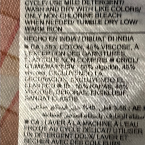 Old Navy Peach, pink, white, gold Gingham Sleeveless Dress, size large - Picture 7 of 10